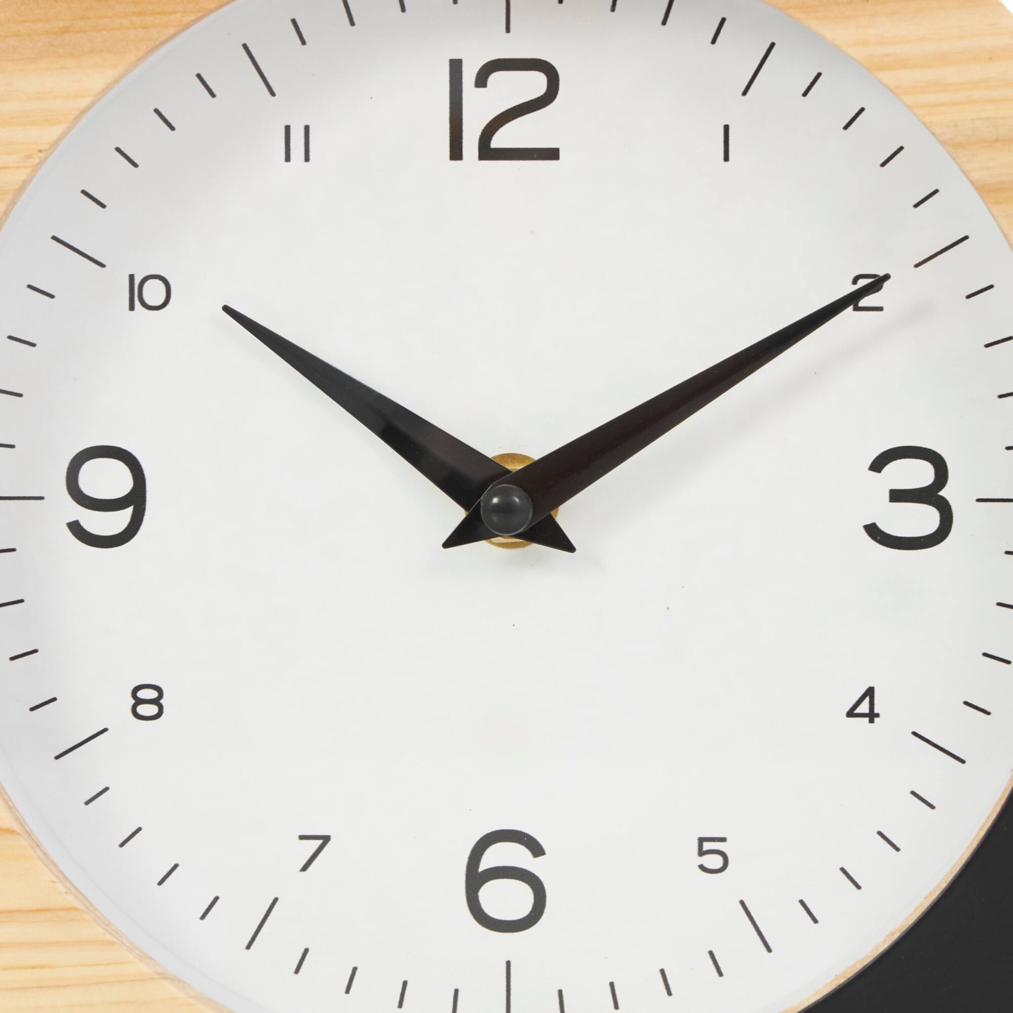 8" Light Brown Wood Round Abstract Clock